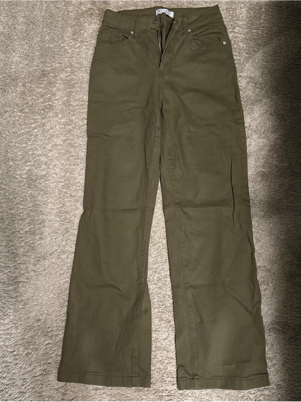 Women’s Olive Green Straight-Leg Jeans